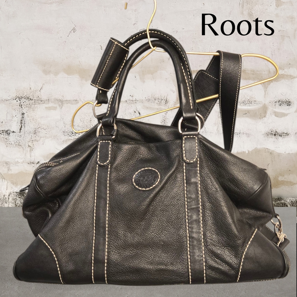 Roots Black Leather Banff Duffle Bag Small MADE IN CANADA 🇨🇦